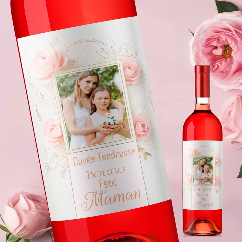 FETE DES MERES - Cadeau Maman - Mon Vin personnalisé - Rose
