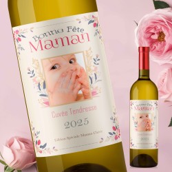 FETE DES MERES - Cadeau Maman - Mon Vin personnalisé - Fleuri