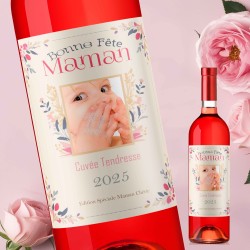 FETE DES MERES - Cadeau Maman - Mon Vin personnalisé - Fleuri
