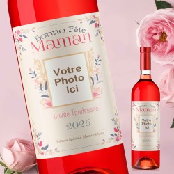 Maman - bordeaux - Mon Vin personnalisé -Fleuri