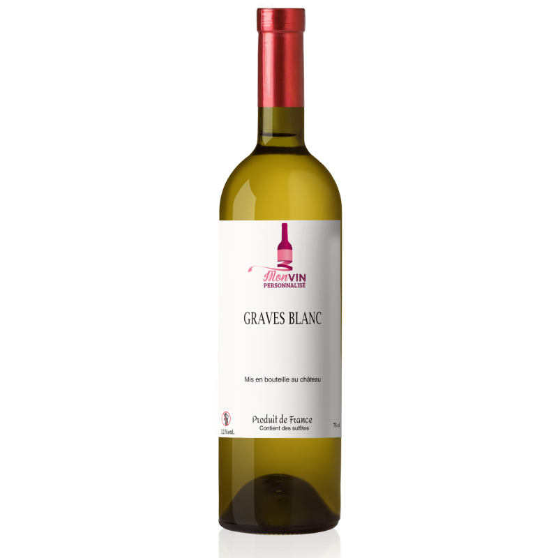 vin blanc GRAVES personnalisé, étiquette vin personnalisée, vin convivial