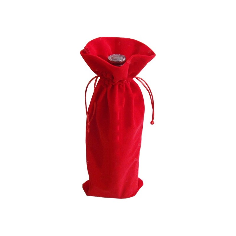Sac Velours 1 Bouteille Rouge