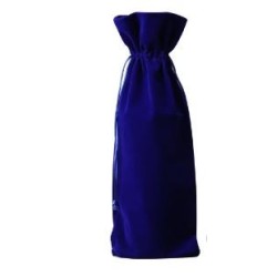 Sac Velour 1 Bouteille Bleu Mon Vin Personnalisé