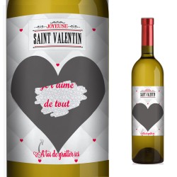 SAINT VALENTIN - Bordeaux blanc et Etiquette à gratter