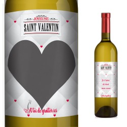 SAINT VALENTIN - Bordeaux blanc et Etiquette à gratter