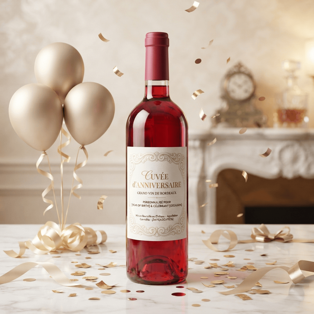 Bouteille de vin personnalisée pour un anniversaire