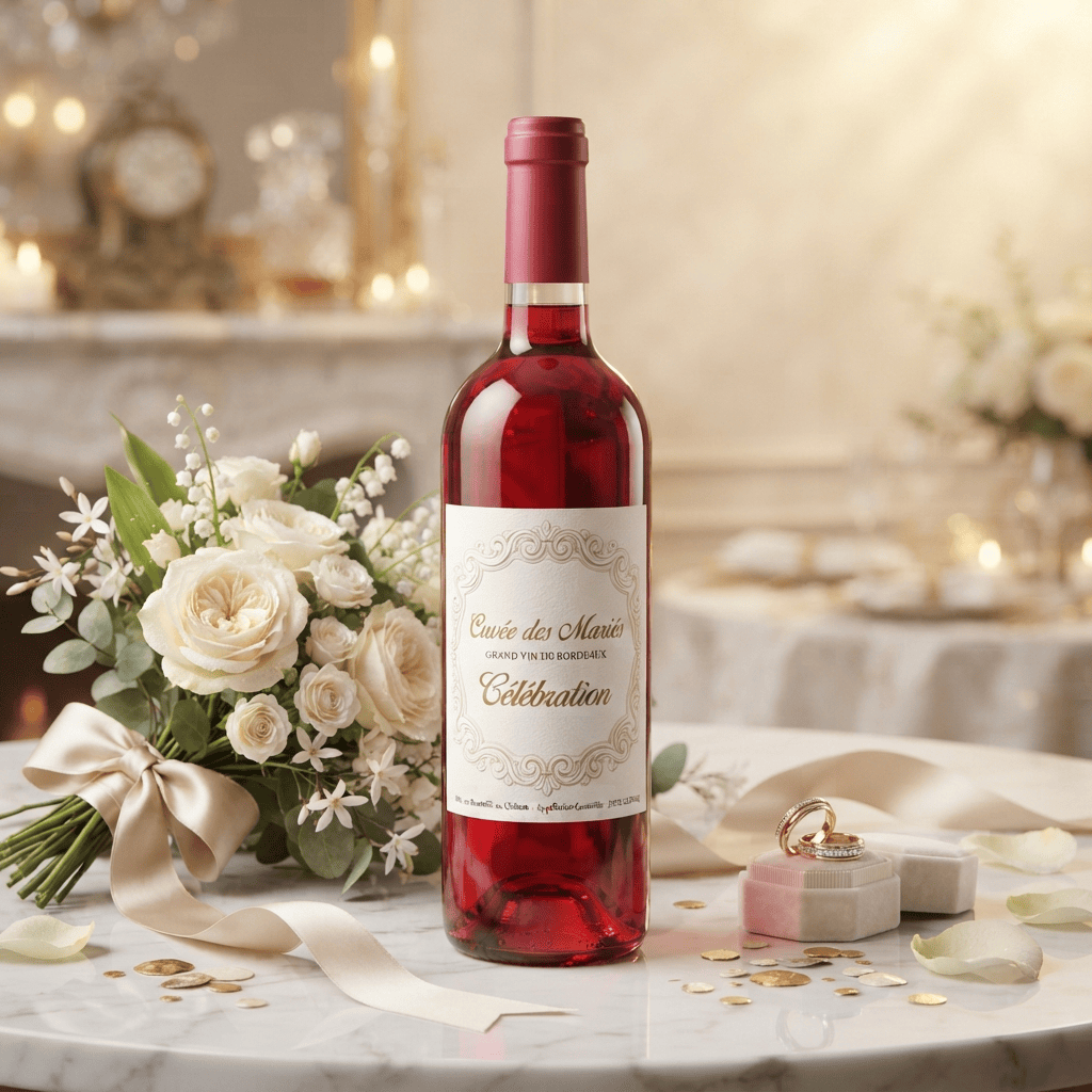 Bouteille de vin personnalisée pour un mariage
